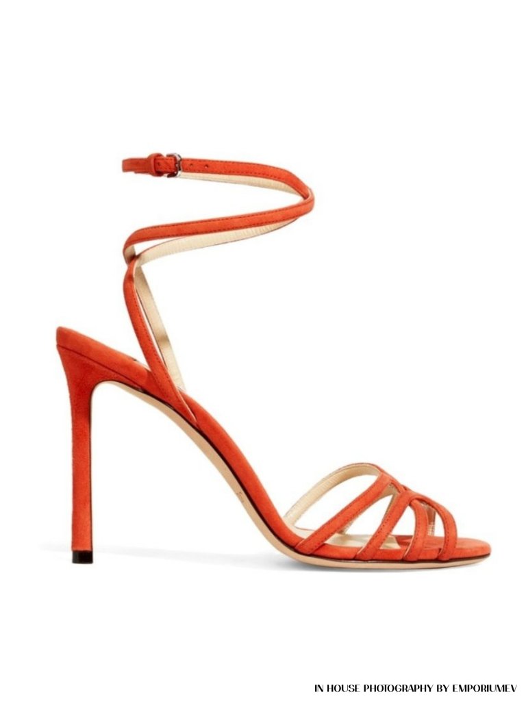 Jimmy Choo Mimi 100 Orange Suede 37 Eu 7 Us Strappy High Heel Sandals
